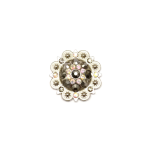 Flower Concho with Dk Gray and Clear Rhinestones