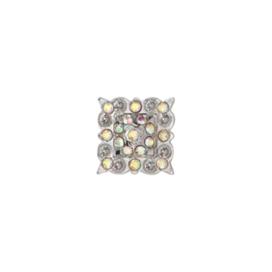 SQRC1Clr 1" Square Concho with Clear Rhinestones, Silver Berries and 2 screw back.