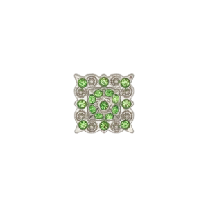 1" Square Concho with Lt Green Rhinestones