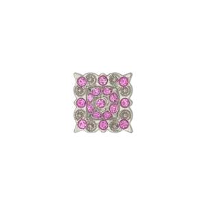 Vivid 1" Square Concho with Pink Rhinestones Silver Berries