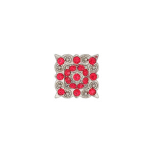 SQRC1Red 1" Square Concho with Red Rhinestones, Silver Berries and 2 screw back.