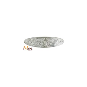engraved silver plated oval barrette floral design