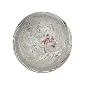 Stunning 1 1/2" Engraved Silver Plated Loop Back Concho