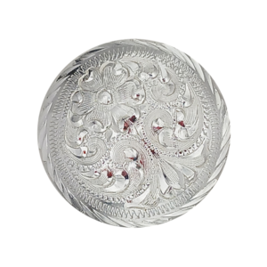 Engraved Silver Plated Saddle Conchos