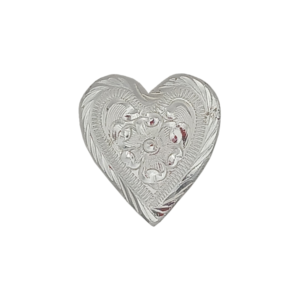 80023-WSs1 1" Engraved Silver-Plated Heart-Shaped Concho, Style 1