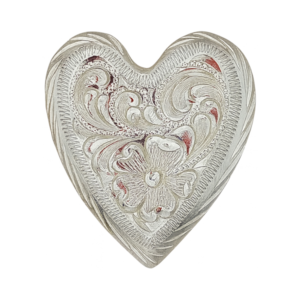 Stunning Engraved Silver Plated Heart Conchos Screw Back