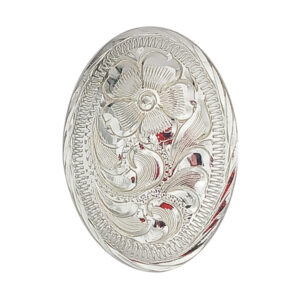Engraved Silver Plated Oval Loop Back Concho