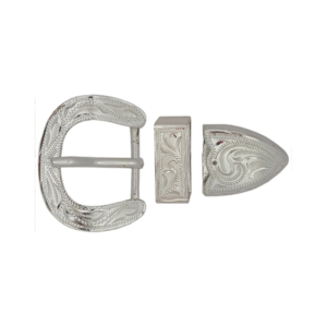 silver plated buckle loop and tip set