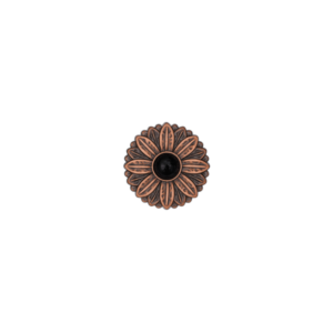 Antique Copper Flower Concho w Black Turquoise