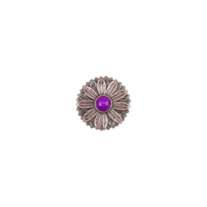 1 1/8" Antique Copper Flower Concho w Purple Turquoise