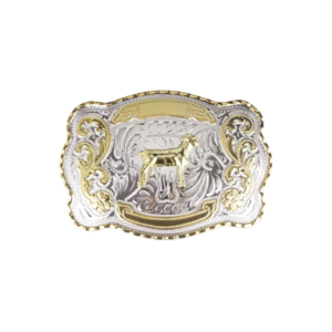 1 1/2" Big Gold Goat Western Belt Buckle - Style 1. 5 1/2" x 3 7/8".