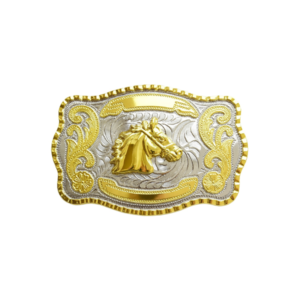 BBHHs2 1 1/2" Big Gold Horse Head Western Belt Buckle - Style 2. 5 1/2" x 3 7/8".
