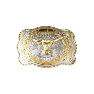 Gold Longhorn Steer Head Western Belt Buckle