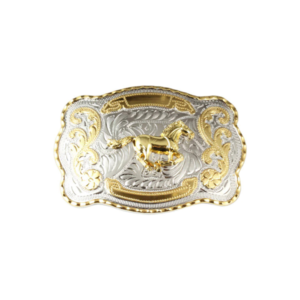 BBQHs1 1 1/2" Big Gold Quarter Horse Western Belt Buckle - Style 1. 5 1/2" x 3 7/8".