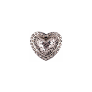 1 1/4" x 1 1/8" Silver Heart Concho with Engraved Design