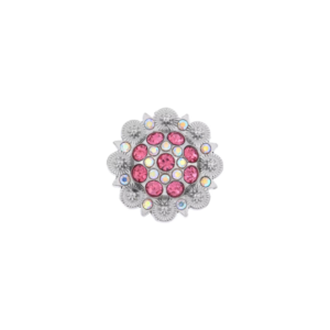 FCRB-DkPknClr 1 1/2" Flower Concho with Dark Pink & Clear Rhinestones and screw back.
