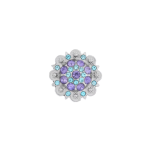 1 1/2" Flower Concho with Purple and Dark Aqua Rhinestones – Screw Back