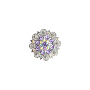 Flower Concho with Light Purple and Clear Rhinestones