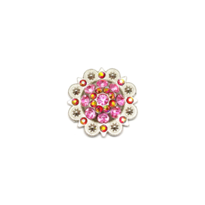 Flower Concho with Dark Pink and Red Rhinestones