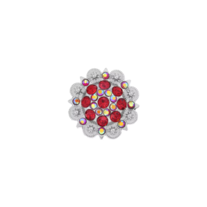 Flower Concho with Dark Red and Red Rhinestones