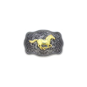 Stunning Vintage Silver Western Buckle with Gold Horse