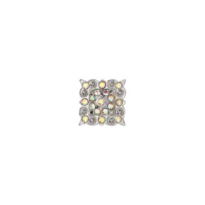DW1062Clr 3/4" Square Concho with Clear Rhinestones, Silver Berries and 2 screw back.