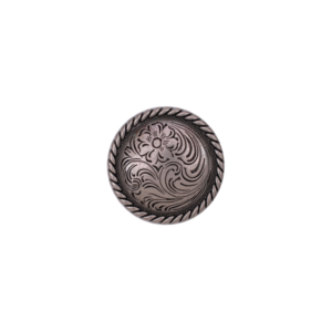 1 1/2" antique silver engraved flower concho screw back