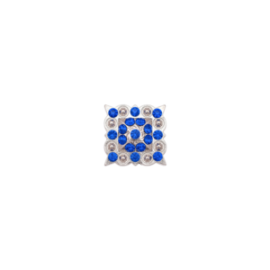 DW1062Blu 3/4" Square Concho with Blue Rhinestones, Silver Berries and 2 screw back.