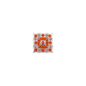 DW1062Red 3/4" Square Concho with Red Rhinestones, Silver Berries, and 2 screw back.