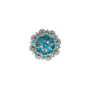 teal blue rhinestone flower concho