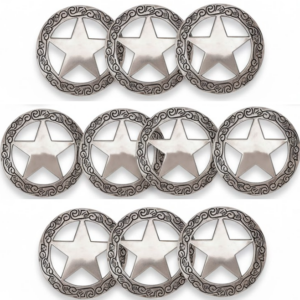 10 pack silver texas ranger star conchos