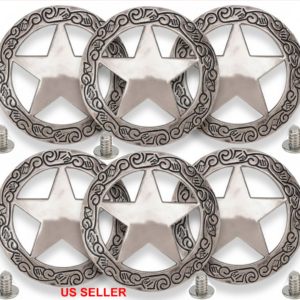 6 pack silver texas ranger star conchos