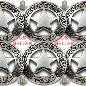 Stunning 6 pack Silver Texas Ranger Star Conchos. 1 1/8" dia