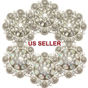 Flower Conchos with Clear Rhinestone - Screw Back