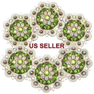 Flower Conchos with Dk Violet and Clear Rhinestones