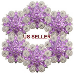 Flower Conchos with Lt Purple Rhinestones