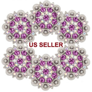 Flower Conchos with Dk Violet and Clear Rhinestones