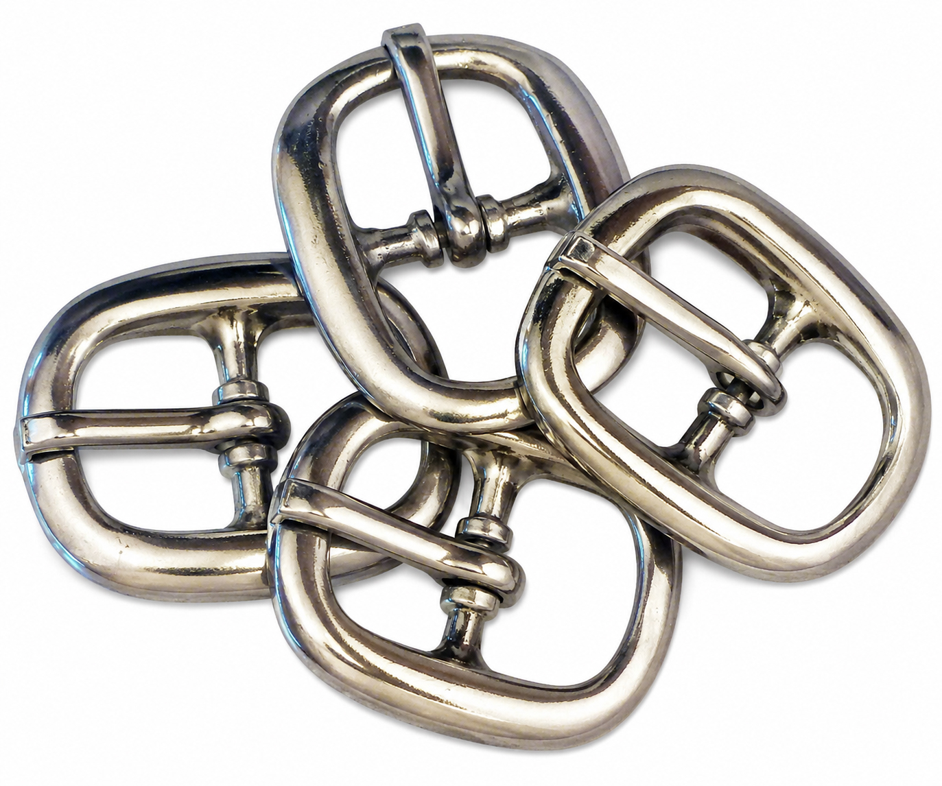 4-Pack. 5/8" Bright Nickel-Plated Oval Center-Bar Buckle